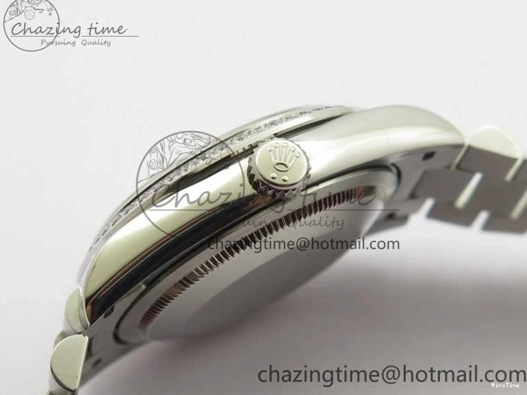 MiroTime 0128 Day-Date 36mm 128239 SS Crystal BP Best Edition White MOP Crystal Marker Dial on SS President Bracelet A MoistureWicking 2682